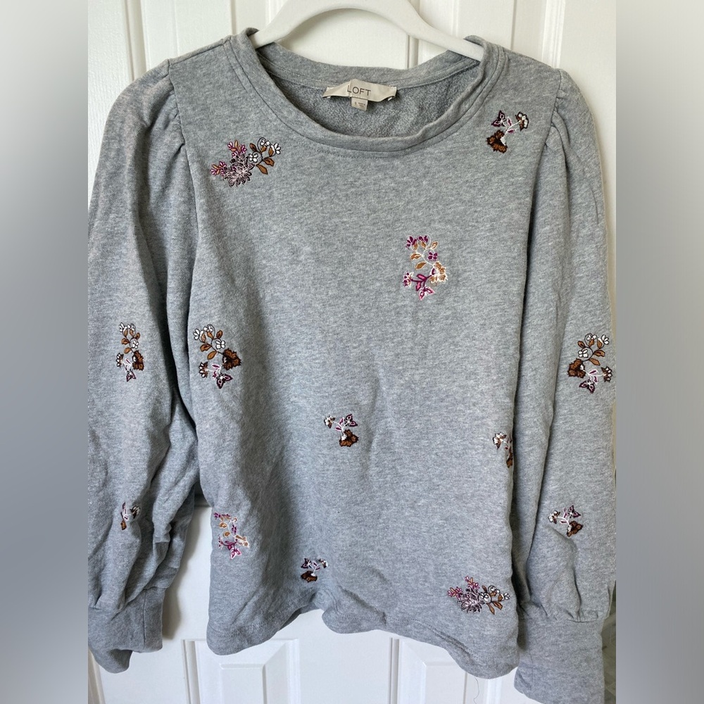 LOFT Floral Embroidered Sweatshirt